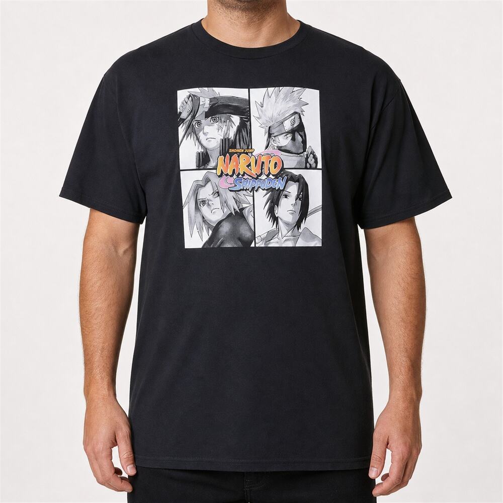 Naruto Shippuden Ripple Junction T-Shirt Mens XL Black 100% Cotton Crew Neck Tee